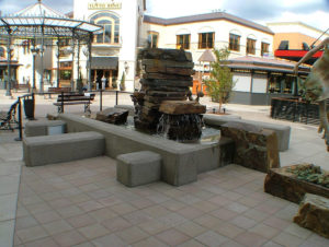 Bridgeport Village Fountain, sandblast, integral color, architectural, concrete
