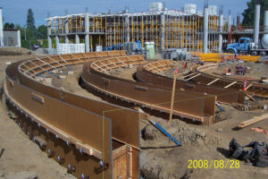 Concordia University Amphitheater, radius walls, architectural, multi story concrete podium